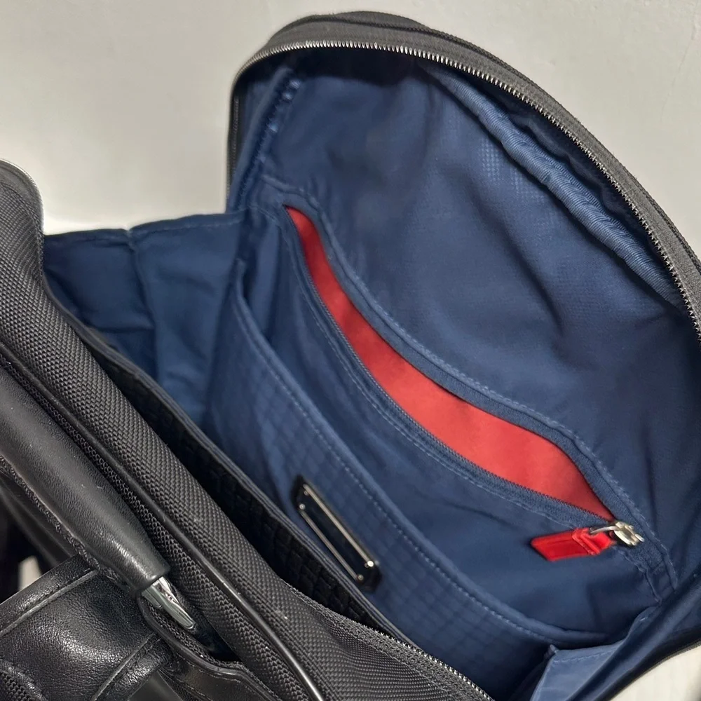 Tumi Arrive Logan Laptop Backpack Zip Rusksack Travel Bag Leather Nylon Black